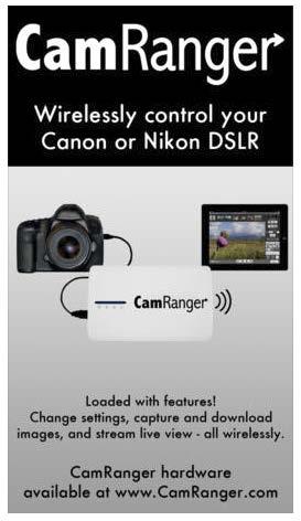 CamRanger: Wireless Tethering Complete camera control wirelessly on your iphone/ipad Similar to Live View shooting but without the awkward bending over to see the screen Requires the Cam Ranger
