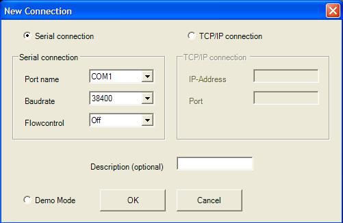 Select the serial port from the drop down menu, then click 'Connect': Once a connection is established, the application is ready to use.