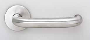 Series Round bar return to door lever prefixed to a sprung rose Supplied with bolt through and face fixings Metal inner rose 8mm spindle supplied Conforms to the dimensional requirements of BS 800