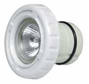 Lightings Mini Lights : Wall conduit type protection index IP 68 underwater light for concrete pools. Suitable for pool stairs and spas. Material: Body and Rim are made of UV-resistance white ABS.