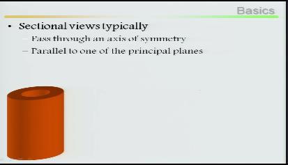 (Refer Slide Time: 09:30) Sectional views typically pass through an axis of symmetry as far as possible pass through an