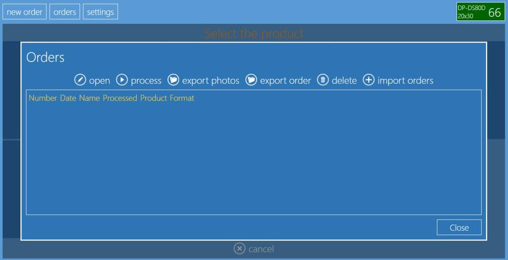 A copy of the order will be created Export photos: it will export all images used into selected order to a specified folder Export order: it will