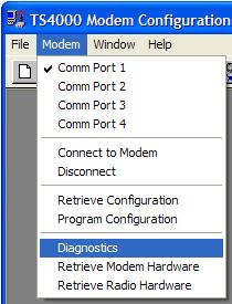 Diagnostics Screen Choose the Diagnostics menu to run, read and display diagnostic status of the TS4000.