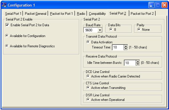 Serial Port 2 Enable Selection Enable Serial Port 2 for Data Available for Configuration Available for Remote Diagnostics Description This enables serial port 2 for transmitting and receiving data.