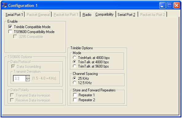 Compatibility Compatibility mode allows the TS4000 to be setup to be compatible with our previous generation TSI9600 radio modem.
