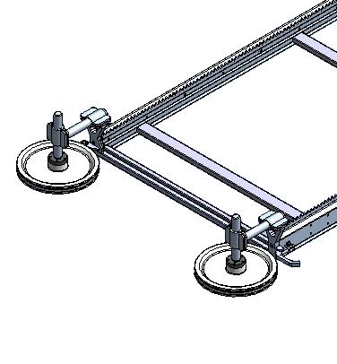 Blind cutting device with guide wheels.