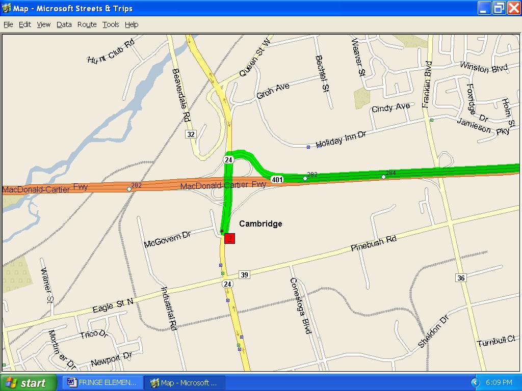 for a short distance to Highway 6 North to the 401. Travel West on the 401 to Cambridge exit number 282.