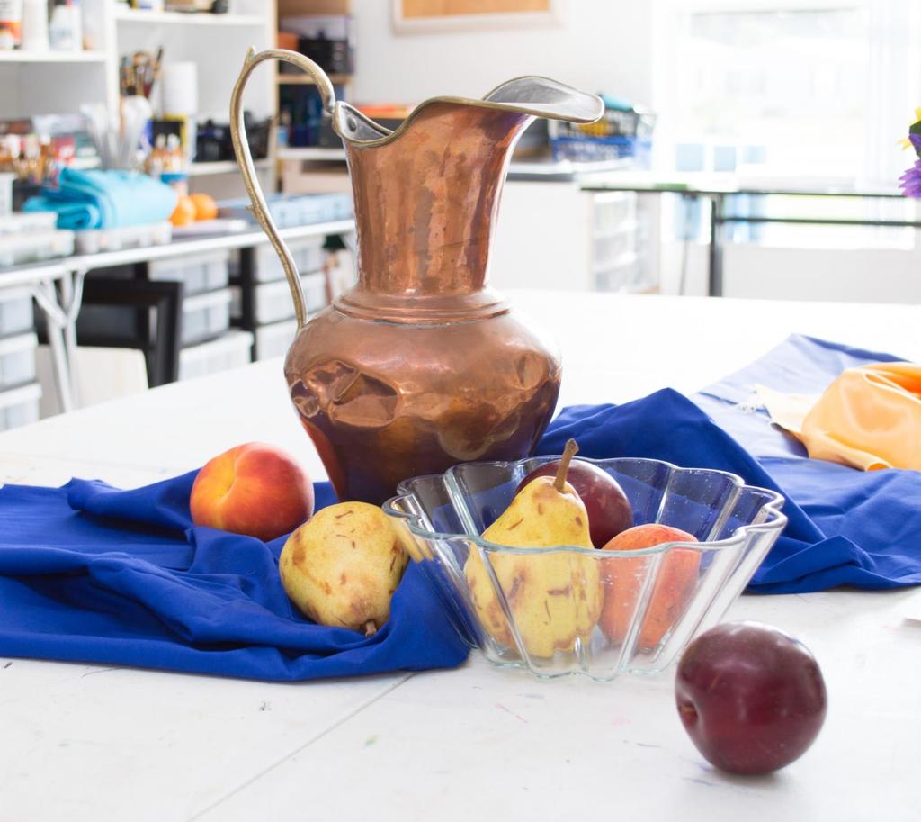 This is the original photograph of the copper pitcher and fruit in my studio.