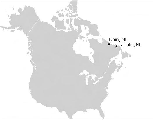 3 near the community of Rigolet, Labrador (Fig. 1). Follows is a general schedule of field activities: 12 July: Arrive at Rigolet. 14 to 26 July: Banding operations Backway.