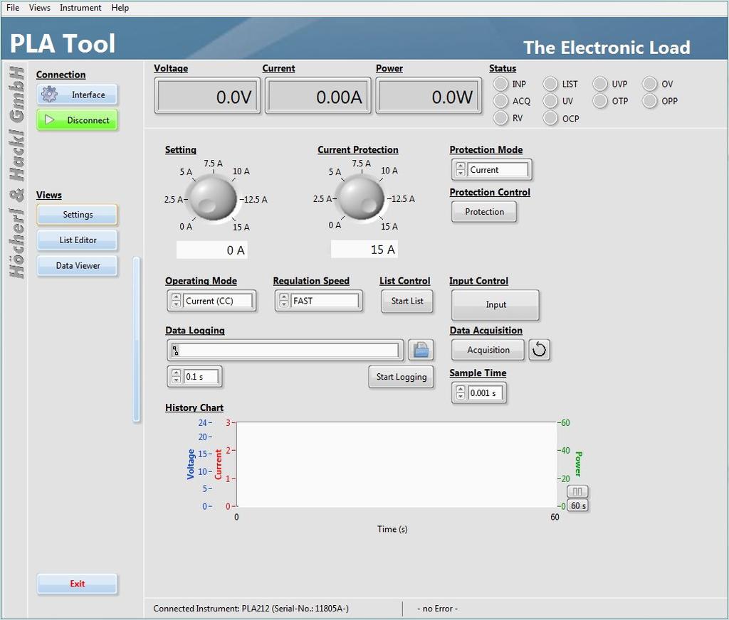 Software Tool Setting Menu The PLA Tool is a graphical software tool free of charge. It controls PLA series electronic loads.