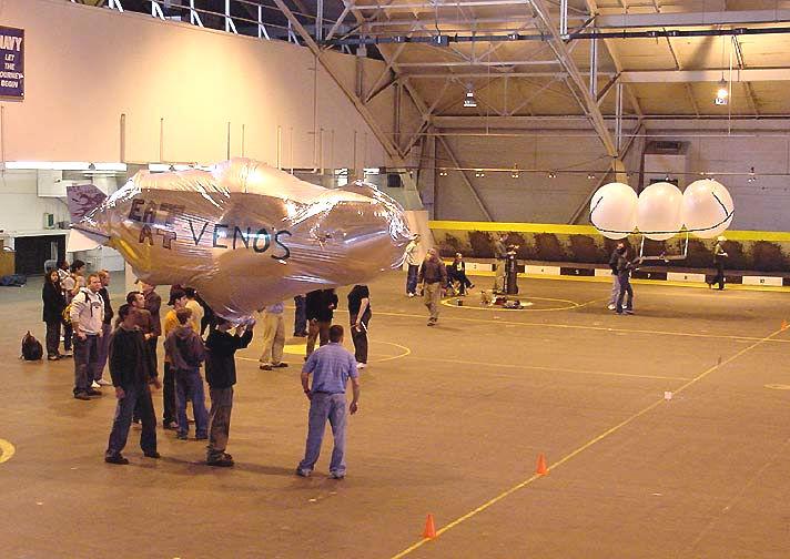 was decided to have ME and AT teams compete against each other in the design and manufacturing of a lighter than air vehicle (blimp).