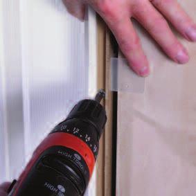Check that the frame is plumb, square and securely fixed, also that the door operates freely. Adjust if necessary.