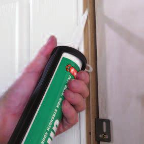 To avoid staining, excess adhesive must be removed immediately. Always follow the adhesive manufacturers instructions. Firmly push the architrave into the locating groove in the door lining.