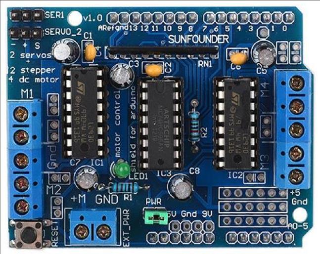3 L293D Motor Driver: The DC motor drives in both forward and reverse direction with the help of L293D. Two H-bridges are located in L293D circuit.