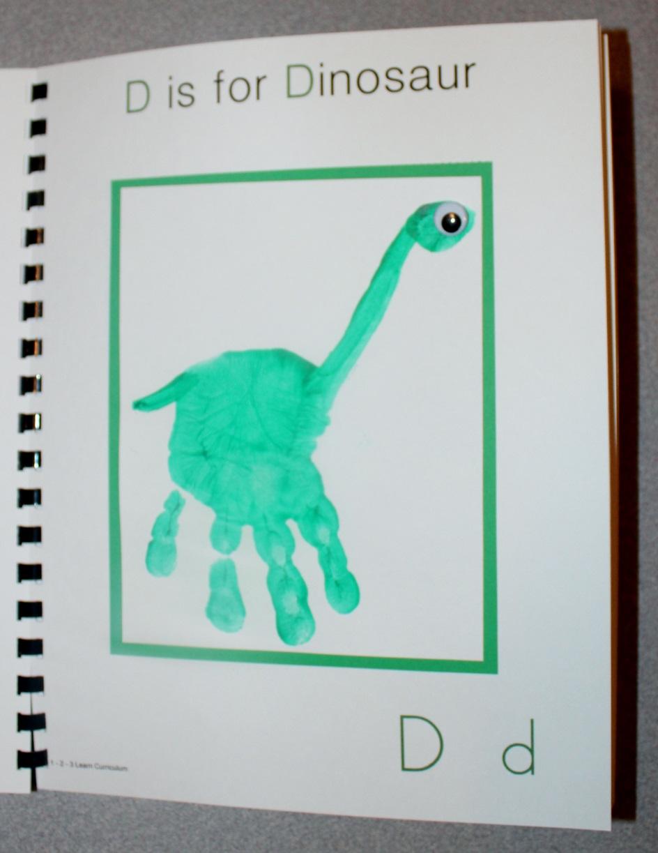 D is for Dinosaur Paint the child s hand green minus the thumb. (Or what other color you would like the dinosaur to be). Place on white card stock. Take the paint brush and paint a neck.