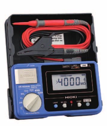 200-1000 suring range MΩ AC 600 V (10s) AC 1200 V (10s) DC voltage Comparator function Fail alert with Red LCD illuminator 5-range testing voltage of 50 V/ to 1000 V/ bar graph Stable & high-speed