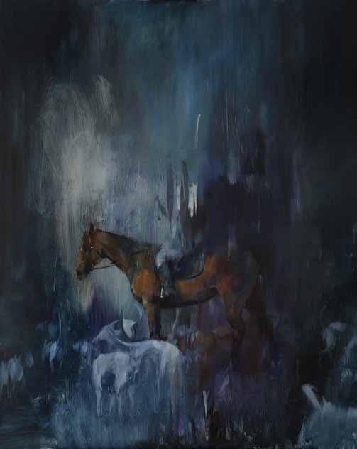 Horse with Dogs oil