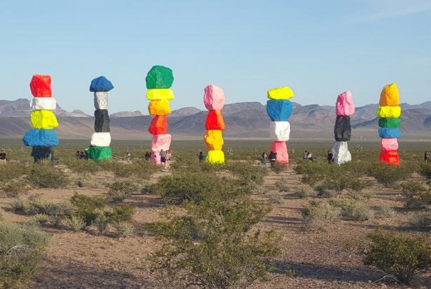 COMPARATIVE BEAM SHOTS INSPECT OR SHOOT These are the Seven Magic Mountains, an art installation just outside Las Vegas. These 7 day-glow totems range between 25 and 35 ft tall.