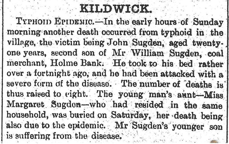 Between December 1898 and April 1899, when Thomas was aged 12, Kildwick was afflicted with a terrible typhoid epidemic that left 10 people dead and 40 others hospitalised.