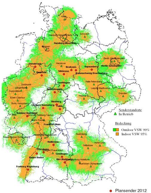 Coverage German national multiplex, 2012 Start on major population centres Define