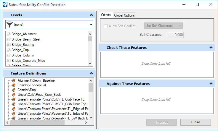 Clash Detection Subsurface Utilities > Tools > Clash Detection Requires the