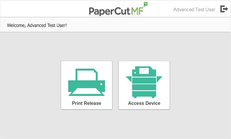3. Verify that the PaperCut MF Select Account screen provides the advanced test user with a choice of accounts to