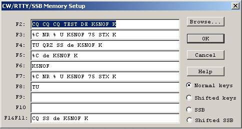 Messages Can run an entire contest using F keys to send CW, Voice or RTTY messages