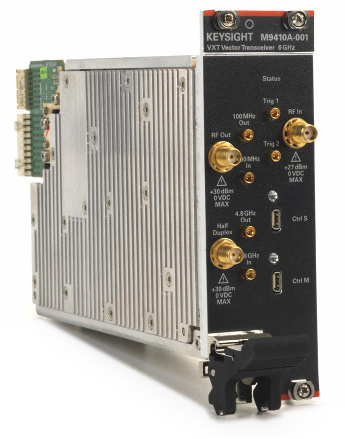 Key S9100A solution components M9410A PXIe vector transceiver (below, left): 4G and 5G NR FR1 bands, 0.38 to 6.0 GHz, with up to 1.