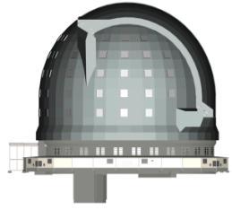 Dome Scope Dome contains: the primary and secondary steel structures the concrete
