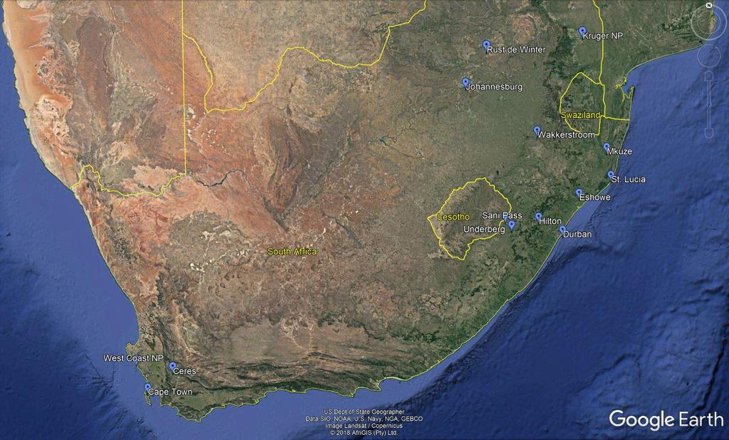 RBT South Africa Eastern Comprehensive and Western Cape Ext. Itinerary (Summer) 3 TOUR ROUTE MAP THE TOUR IN DETAIL Day 1: Arrival in Durban, transfer to Hilton.