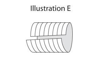 As in Illustration F, fold one end of the bias strip at a 45-degree angle to create a point and press.