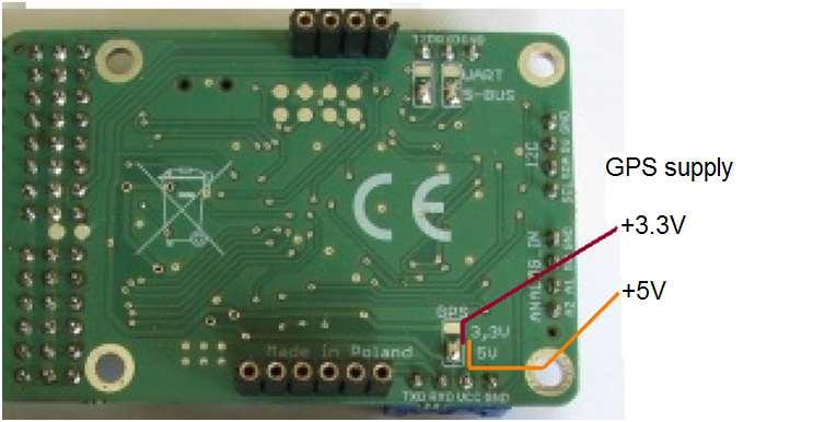 NOTE: Before you connect your GPS to the autopilot board you must verify and possibly change the value of the GPS supply voltage.