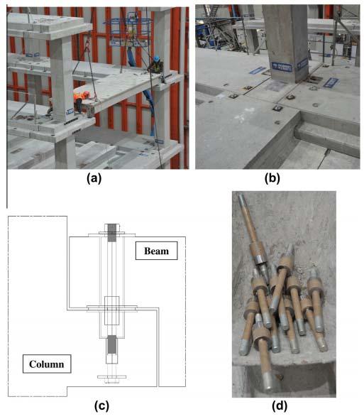 Precast beam column connection Pinned Joint Connection: It is able to transfer shear and axial forces both for the gravity and seismic forces and possible uplifting forces due to overturning.
