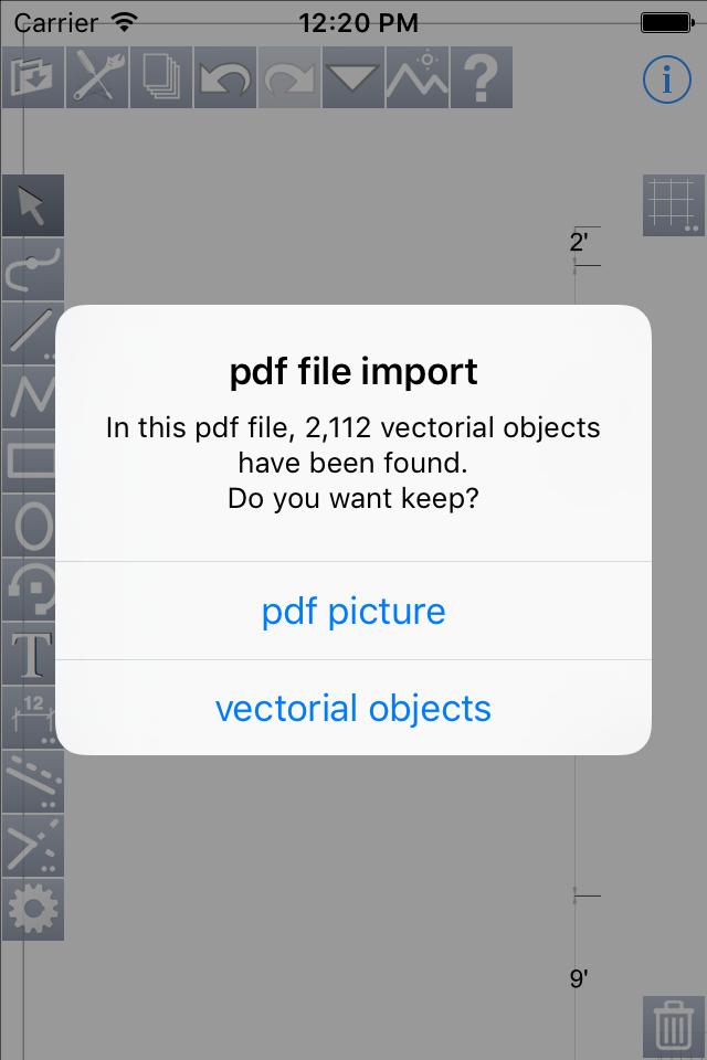 Importation of a vectorial pdf file : When importing a vectorial pdf file (= not scanned) ipocket Draw