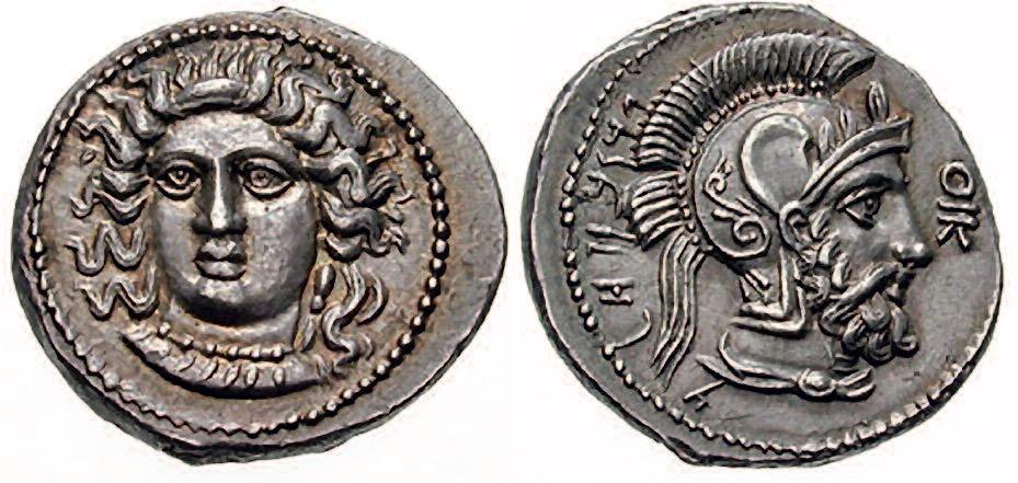 mythology. It had been copied from a coin minted at Syracuse in Sicily and engraved by Kimon whose work was much admired and copied in other cities.