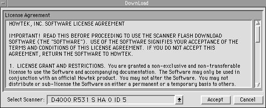 Figure A 2 DownLoad window 6. Read the license agreement in the window. 7. If you accept the terms it outlines, click on Accept; if not, click on Cancel to end the download process.