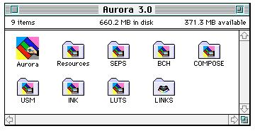 Figure 1 5 Contents of the Aurora folder The contents of the Aurora directory are briefly described below: Aurora icon: Double-click on this icon to launch the application.