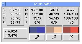 Selecting the Sample Location Values The Picks Readout section of the Color Meter Preferences window is used to configure a static display of user-selected locations on the image in both numeric