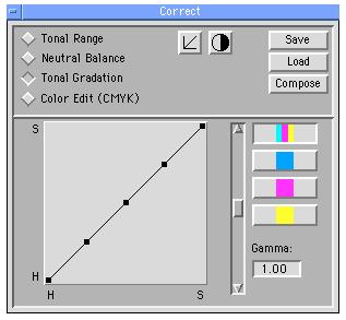 Figure 4 6 Tonal Gradation panel. ➀ Output levels. ➁ Input levels. ➂ Gamma slider. ➃ Color channel buttons. ➀ ➂ ➃ ➁ To adjust the gradation in your image, proceed as follows: 1.