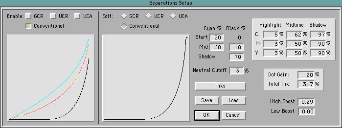 Separations Setup Controls Aurora s controls for preparing color scans for output on a proofing system or press are located in the Separations Setup window.
