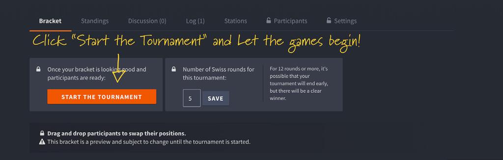 In the middle box you will chose the number of rounds for your tournament from a drop-down list.