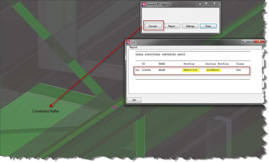 IFC file conversion to Tekla Profile and material mapping Build
