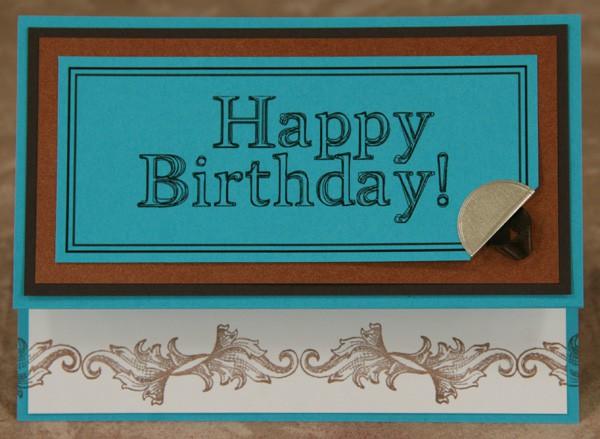 Stamp the UM border onto the Cream panel with Earth ink and center onto the inside of the card.