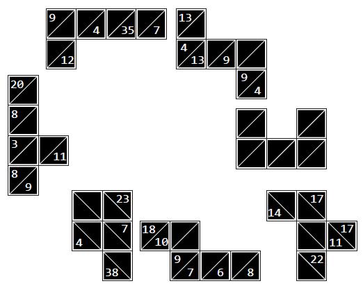 G: Pentomino Kakuro (By Prasanna Seshadri) Rules: Place the given pieces into the white cells to form a Kakuro puzzle.