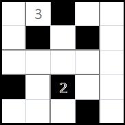 HEYWKE Shade in some black squares in to the grid. The grid is divided up into rooms if a room has a number in then there should be the corresponding number of black squares within the room.