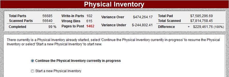 3. Chapter 2: Continuing Inventory Once you have created your Physical Inventory files, you can close out of the process at any time.