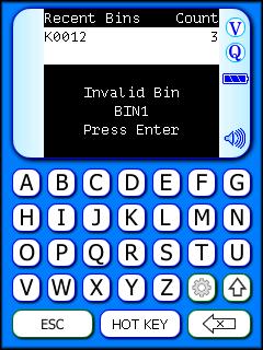 Step 5. A Part # prompt displays. Begin scanning or typing in your part numbers for that bin location. The Count Mode indicator will display at the top right corner of the screen.