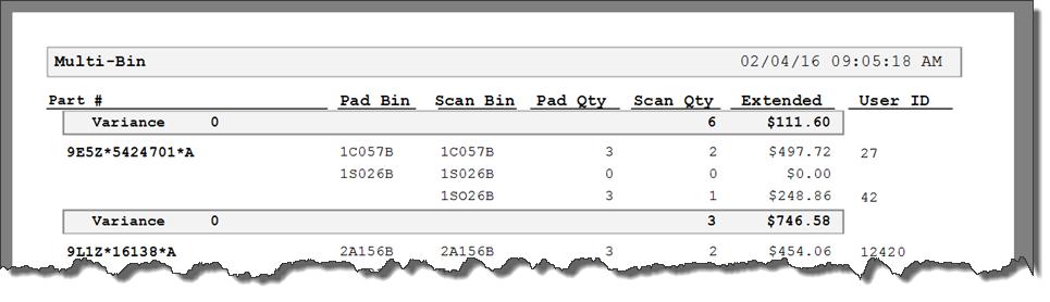 Display Multi-bin Variances only: displays the variance in multiple bin locations.