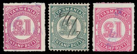 (7 + receipt) Revenue Stamps - 1904-65 Stamp Duty Numerals Series 400 Ex Lot 548 548 O 30 exhibit pages presented intact except for the documents offered in the next lot, with an array of