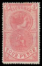 [Francis Kiddle's example sold for $1207. This is a much scarcer stamp than the 4d - Cat 750 - of which 23.